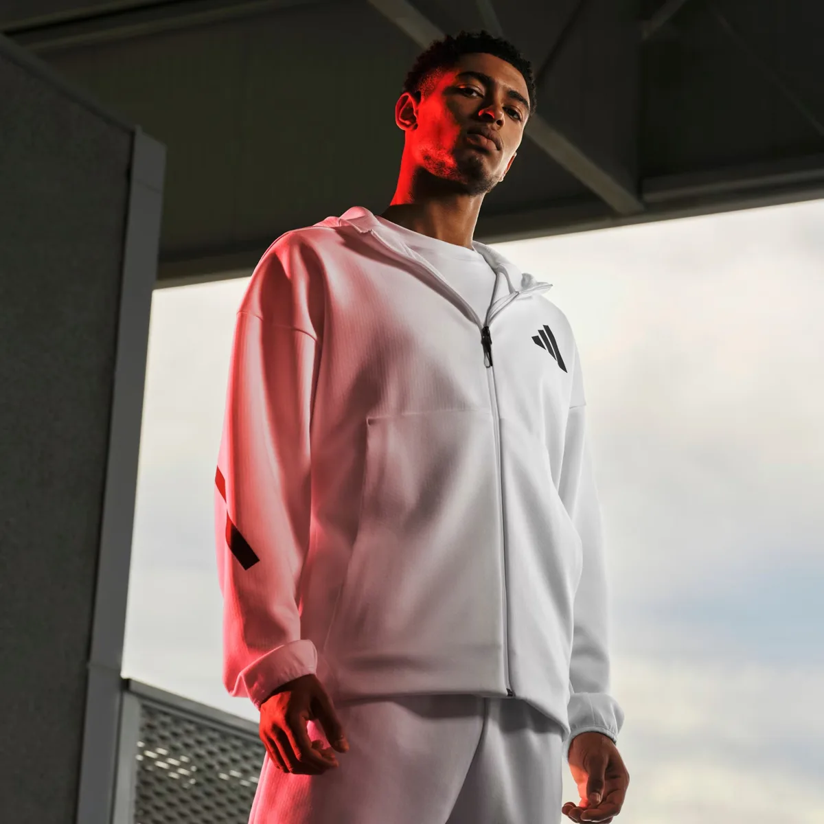 ADIDAS Z.N.E. FULL-ZIP HOODIE - MENS - WHITE